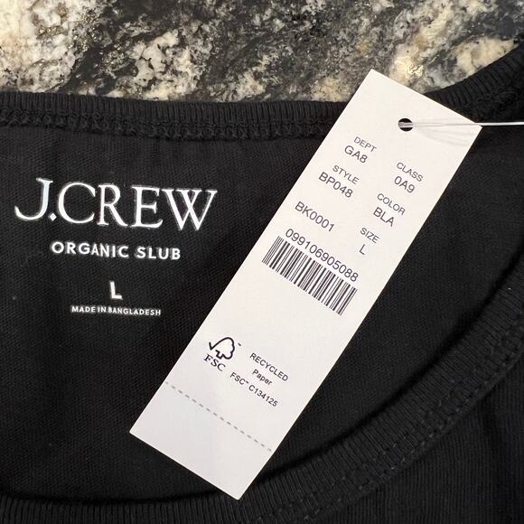 NWT J. Crew Black Slim-Fit Organic Slub Cotton Crewneck T-Shirt - Picture 4 of 8